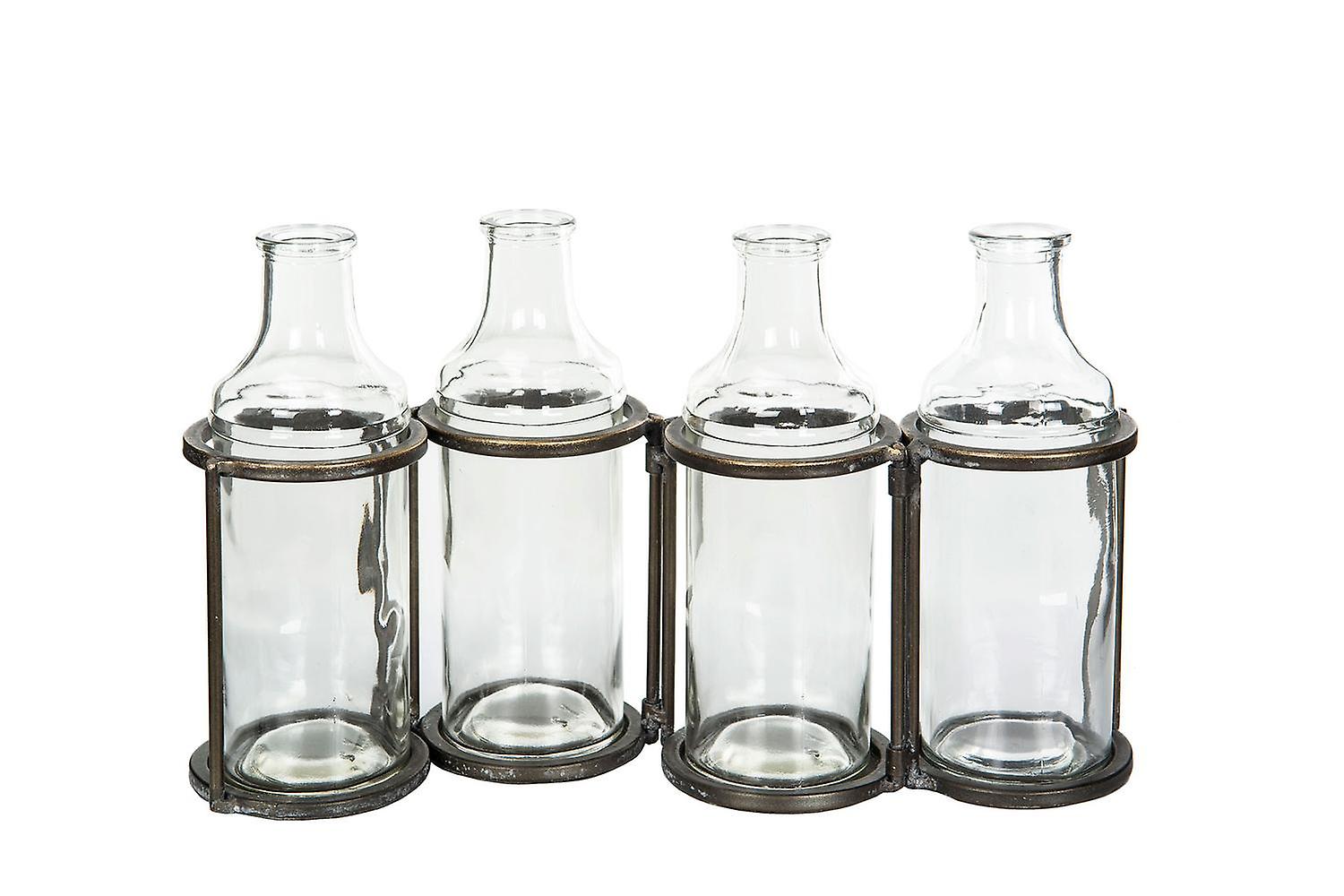 Pullot telineessä 4kpl antiikkimessinkiä