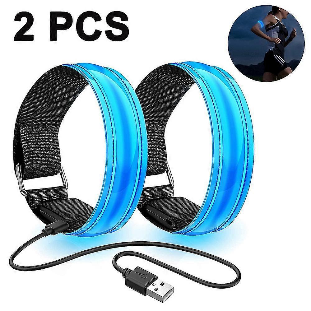 2pcs Running Light ,runners Rechargeable Led Armband Reflective,blue