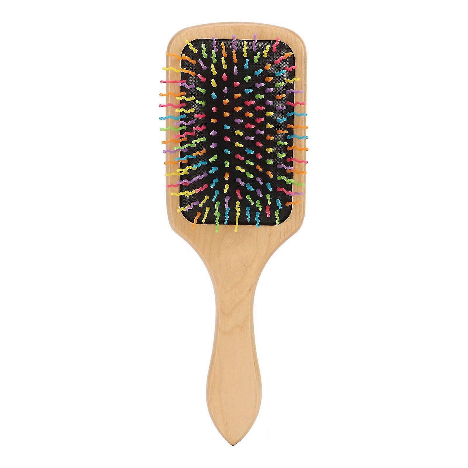 Air Cushion Detangling Massage Hairbrush Styling Comb with Wooden Handle for Smooth Styling