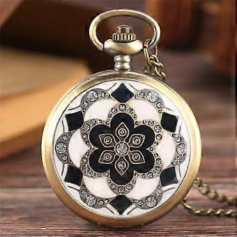 White Jade Crystal Quartz Big Pocket Watch Necklace Pendant Chain Mens Gift P51 With Gift Box