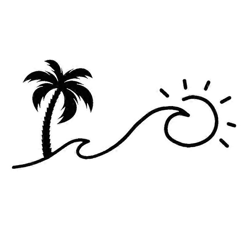 17*8.3cm Car Stickers Palm Tree and Waves That Turn into The Sun Window Decal Bumper Sticker car accessories
