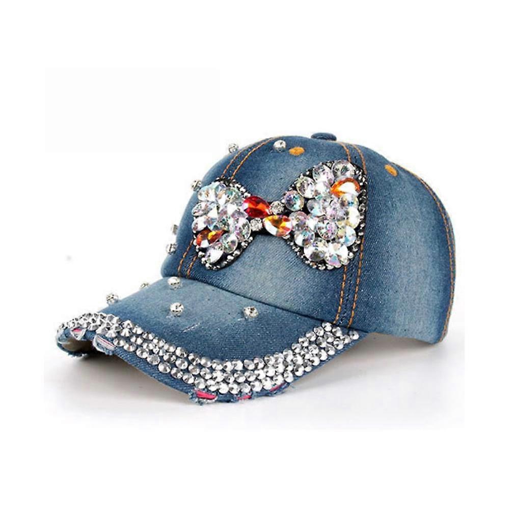 Bowknot Denim Baseball Cap Rhinestone Snapback Hat Gorra