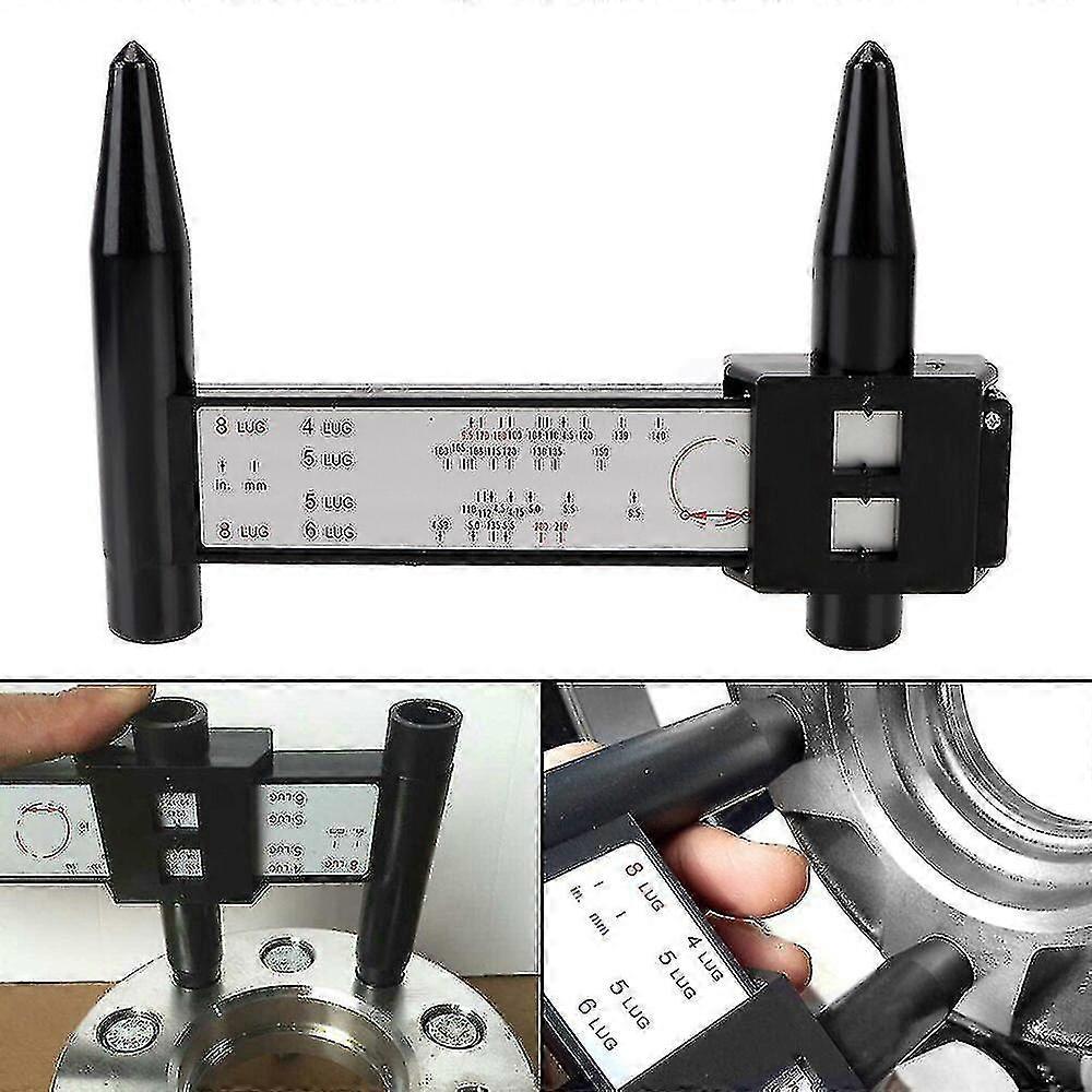 Wheel Rim Bolt Pattern Hole Distance Measuring Tool Modified Hole Distance Ruler Black Pcd Caliper 8lug Wheels