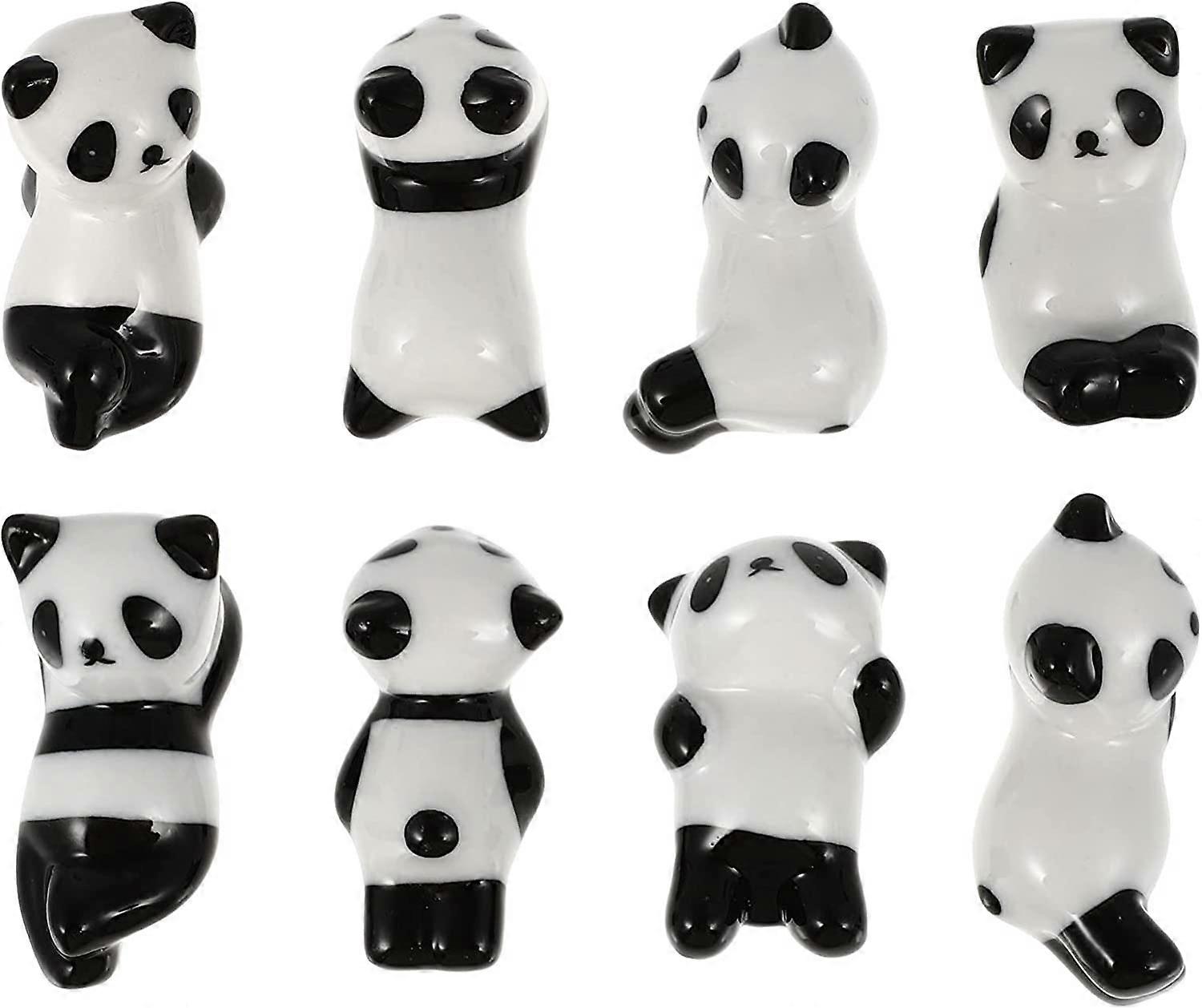 8 Pcs Set Cute Panda Ceramic Ware Chopsticks Stand Rest Rack