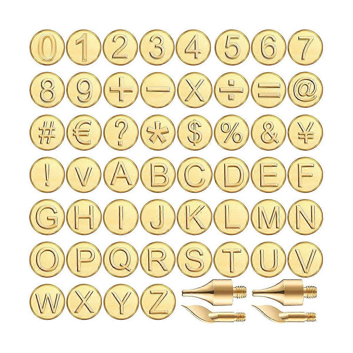 56 Pieces Wood Burning Tip Wood Burning Tip Set Including Alphabet Number for Wood Craft DIY Emboss