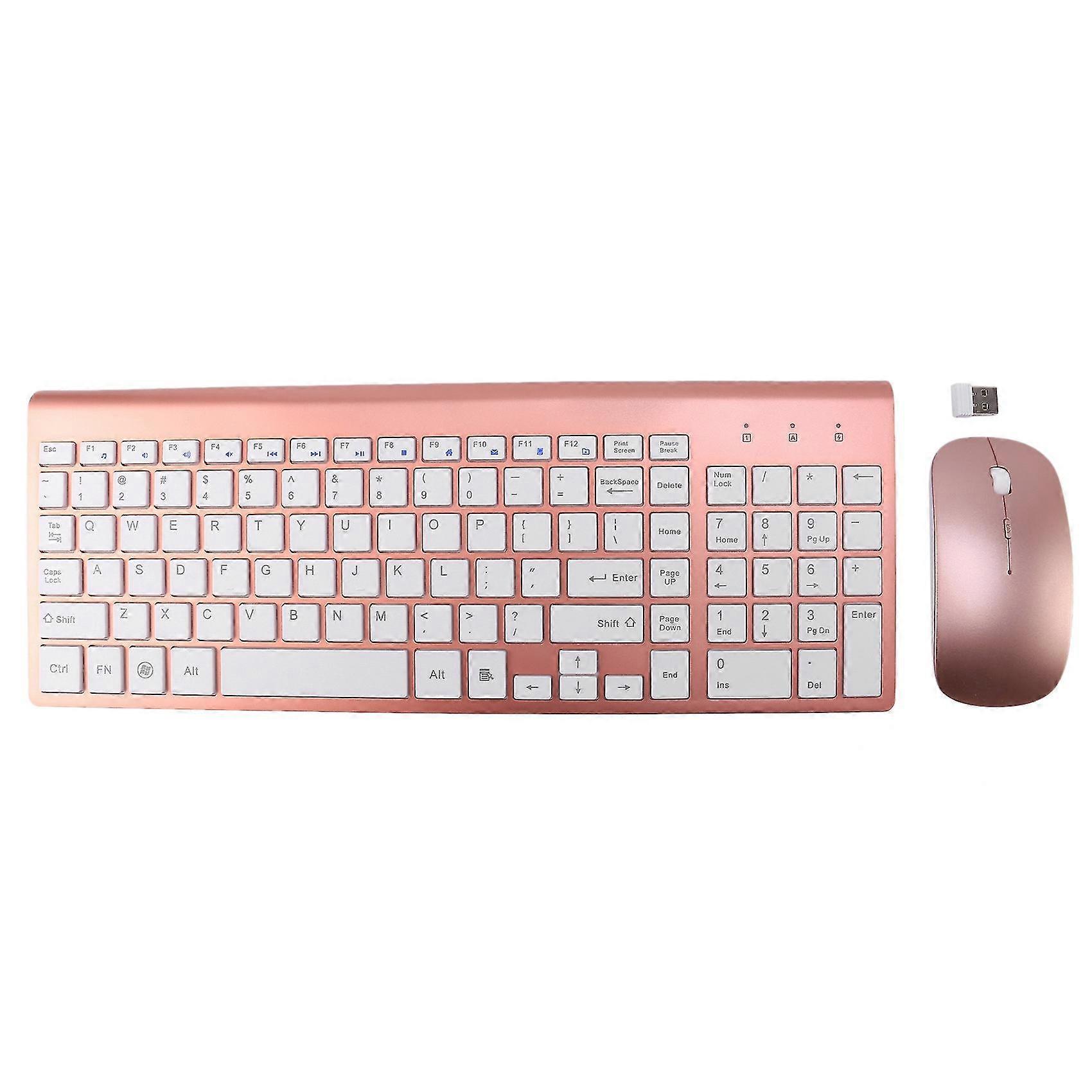 2.4ghz Wireless Keyboard And Mouse For Mac Pc Windowsxp/7(rose Gold)