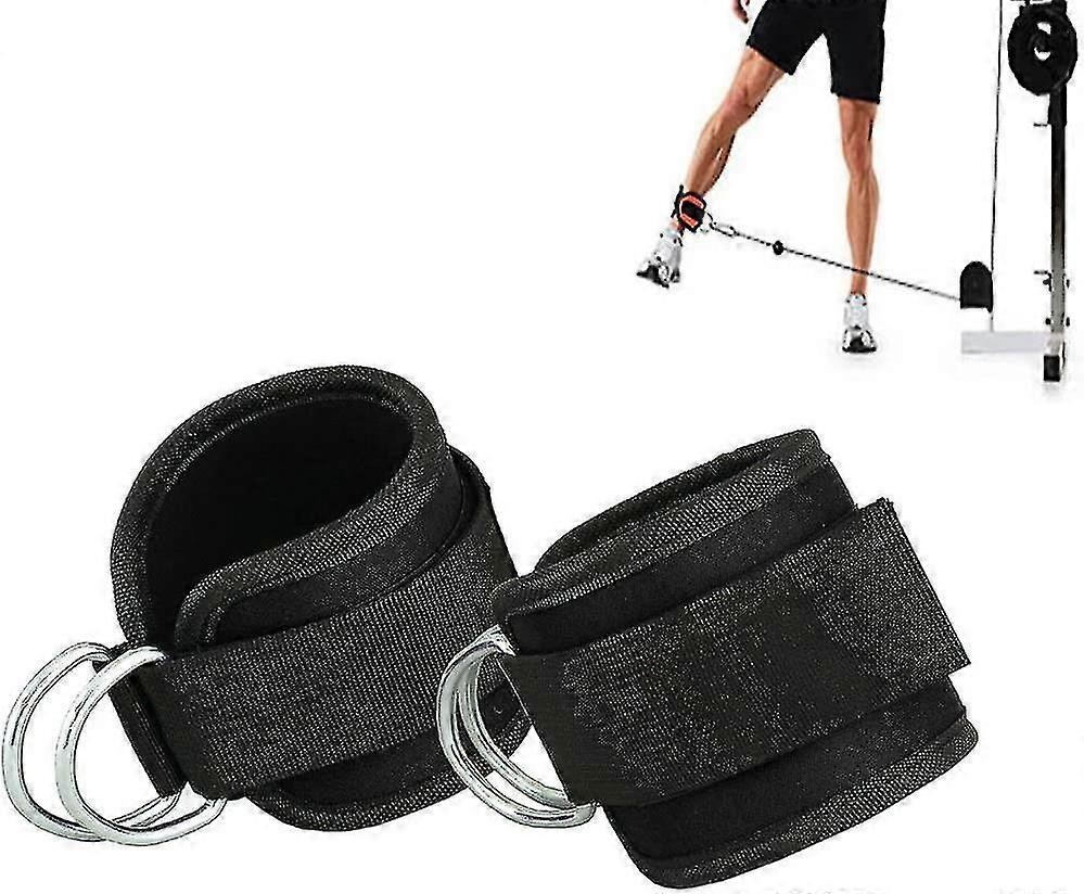 1 Pair Of Adjustable Double D-ring Ankle Straps For Attaching To Machinery