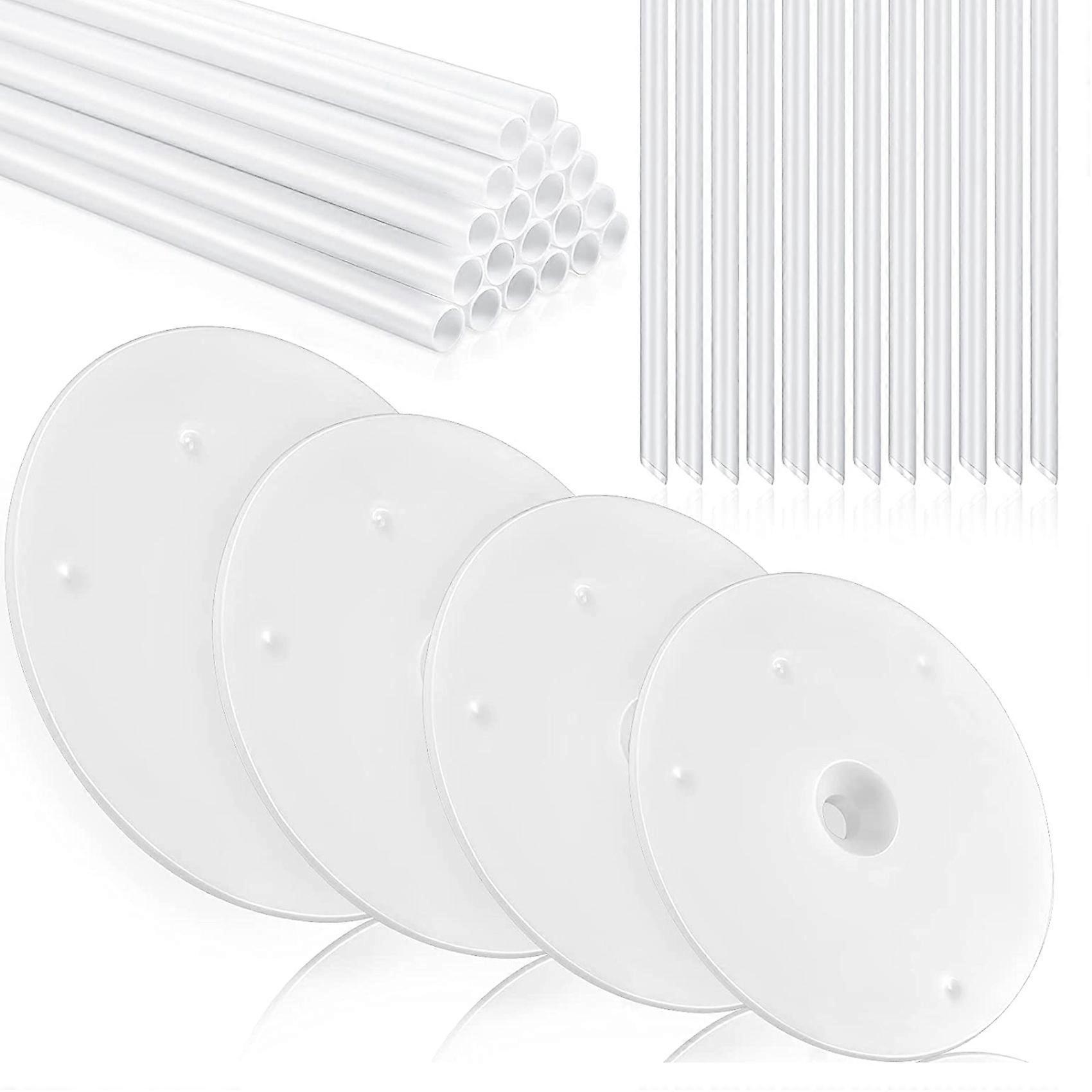 36 Pieces Plastic Cake Dowel Rods Set 20 Pieces White Cake Sticks Support Rod and 4 Pieces Cake Sep