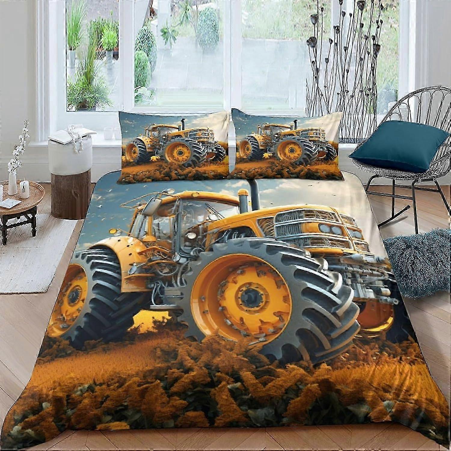 J2100 Lençóis Capa de edredão para trator 3 PCS Capa de edredão de qualidade para hotel Conjuntos de cama Colchas com fronhas com fecho de correr Hipoalergénico Soft Brea