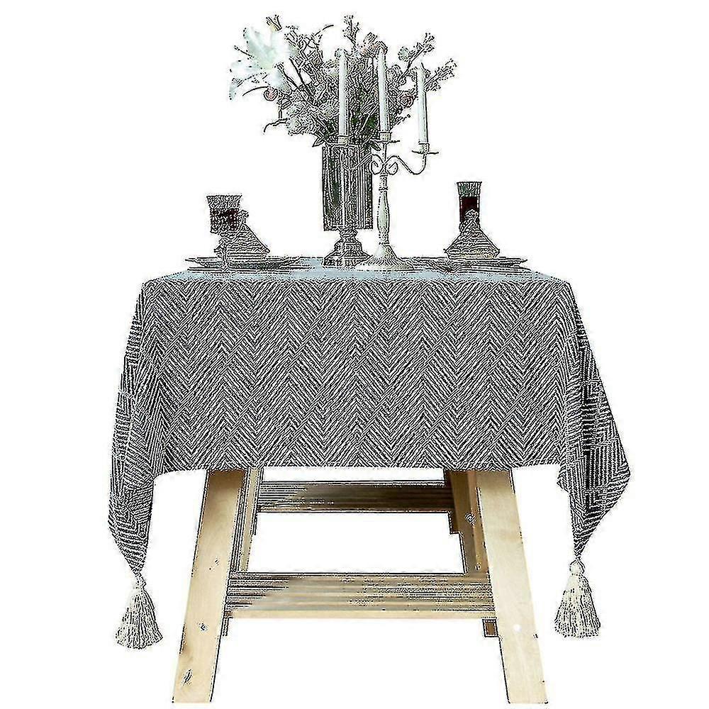 American Light Luxury Rectangular Tablecloth, Decorative Fabric Stripes (blue, 90*90)