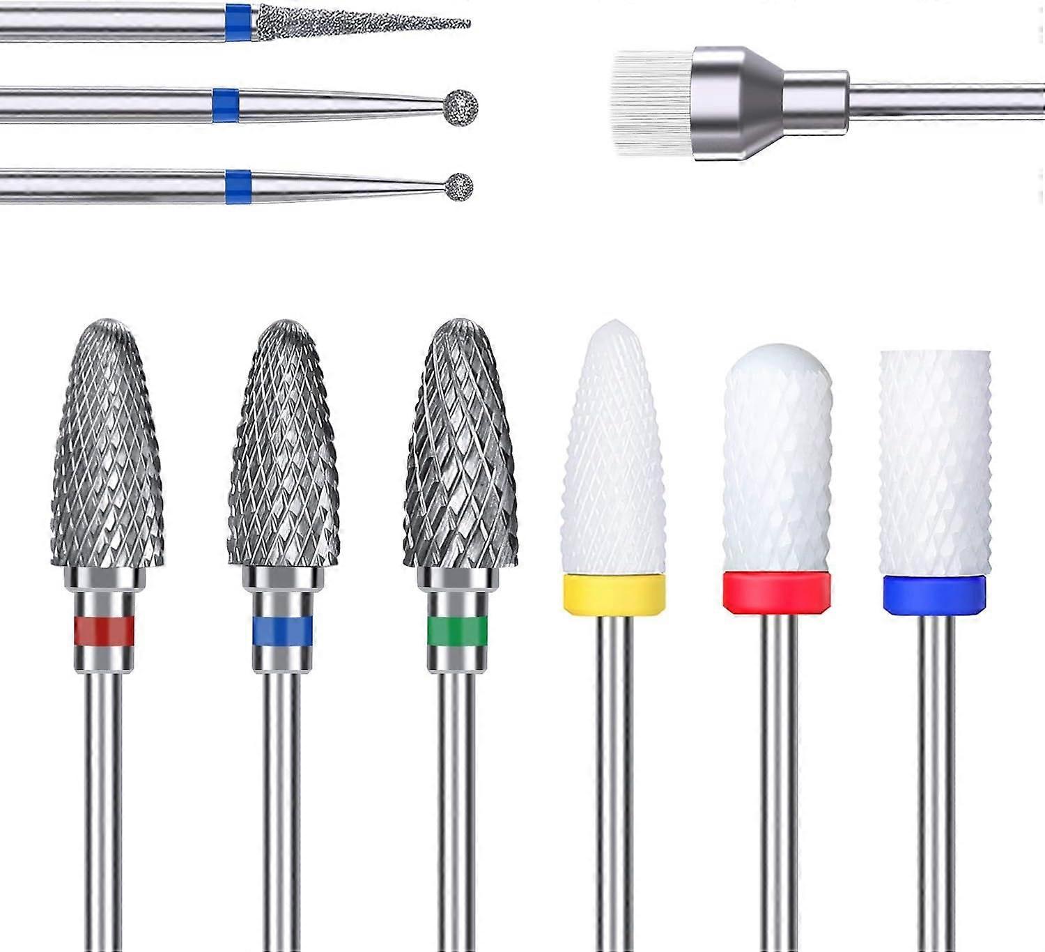 Nail Drill Bits Set, Electric Nail Drill Bits Kit Cerâmica / Tungstênio / Diamond Carbide 3/32 polegadas Prego