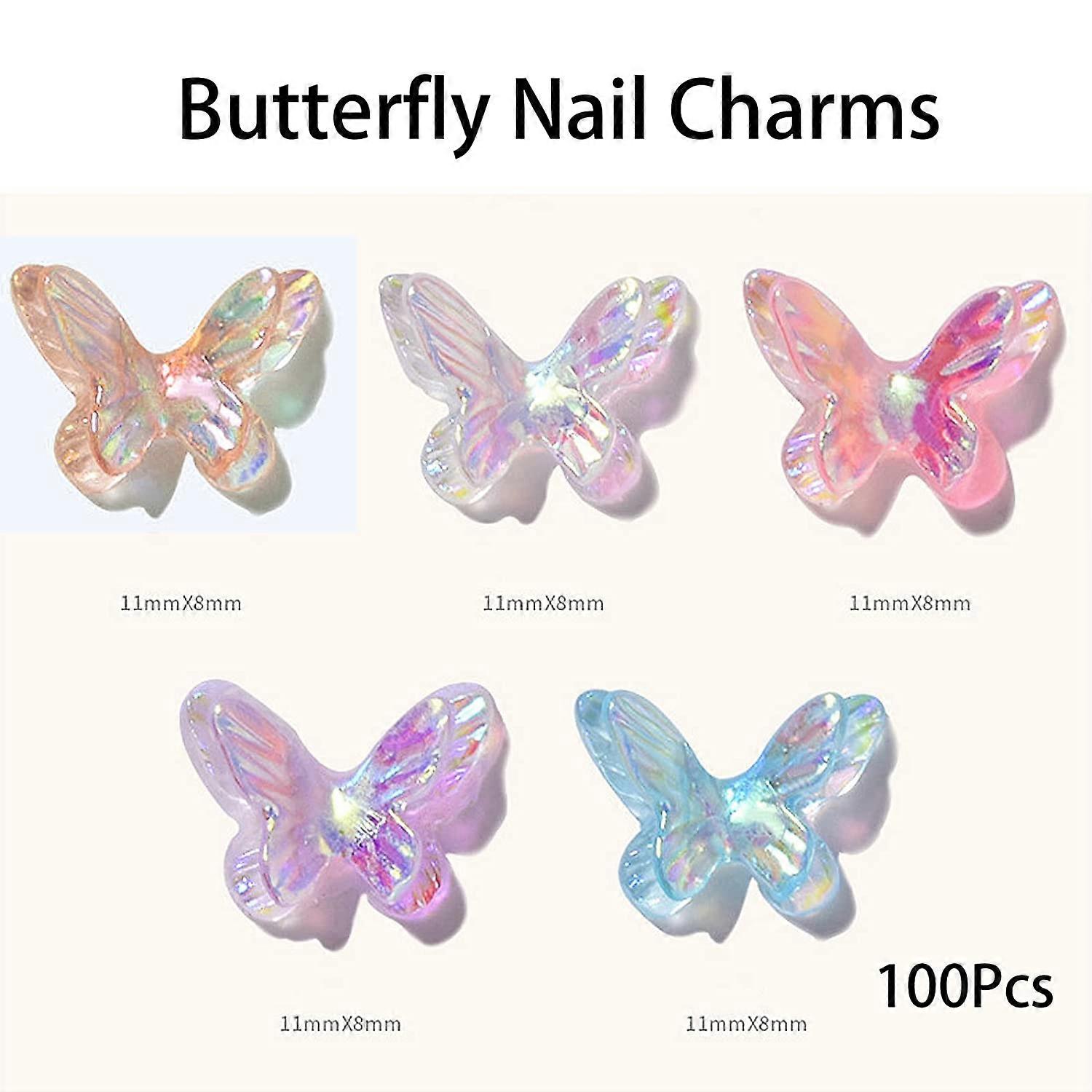 15 Stück Mini Schmetterling Nail Charms – Zirkon Strass In Weiß, Rosa, Champagner, Für Nail Art