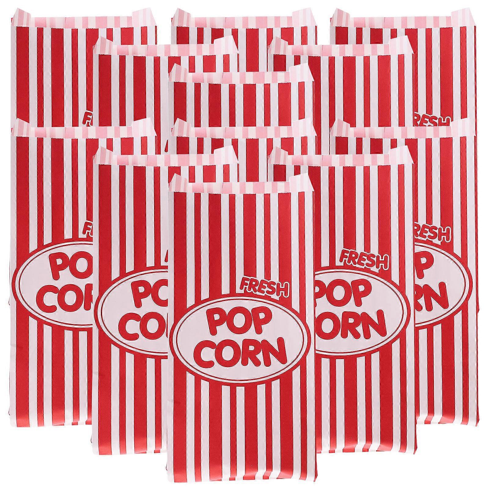 100 st papperspopcornpåsar för festpopcornbehållare för utomhuspopcornpåsar