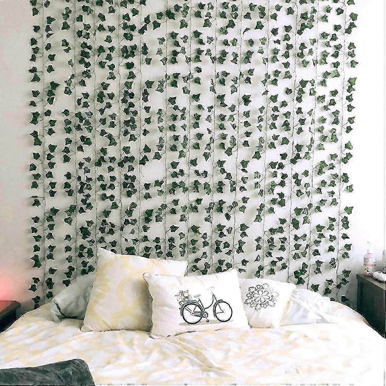 フェイクアイビー フェイクラタン 12個セット シルクアイビーガーランド グリーンプラント 人工グリーン 吊り下げ植物 つる植物