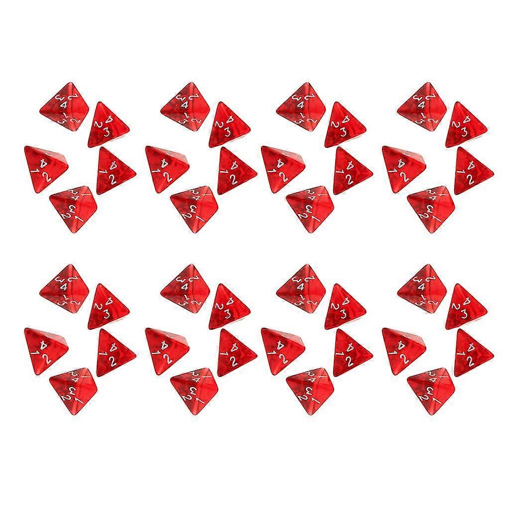 40/pack Red Gem Polyhedral Dices Set D4 Die Four-sided Dice For Table Games-MXBC