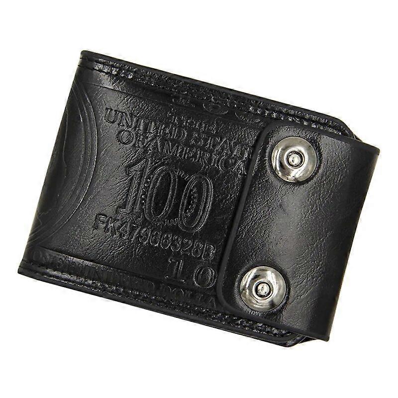 2023 Men's Short Wallet Pressure Change Magnetic Buckle Wallet Double Line Foldable PU Leather Wallet Hundred Dollar Bill Wallet