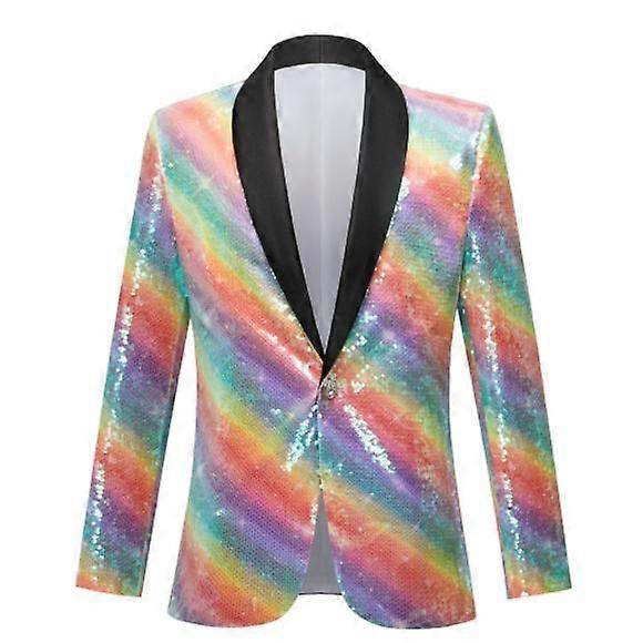 Men Fashion Colorful Pattern Sequins Suit Jacket