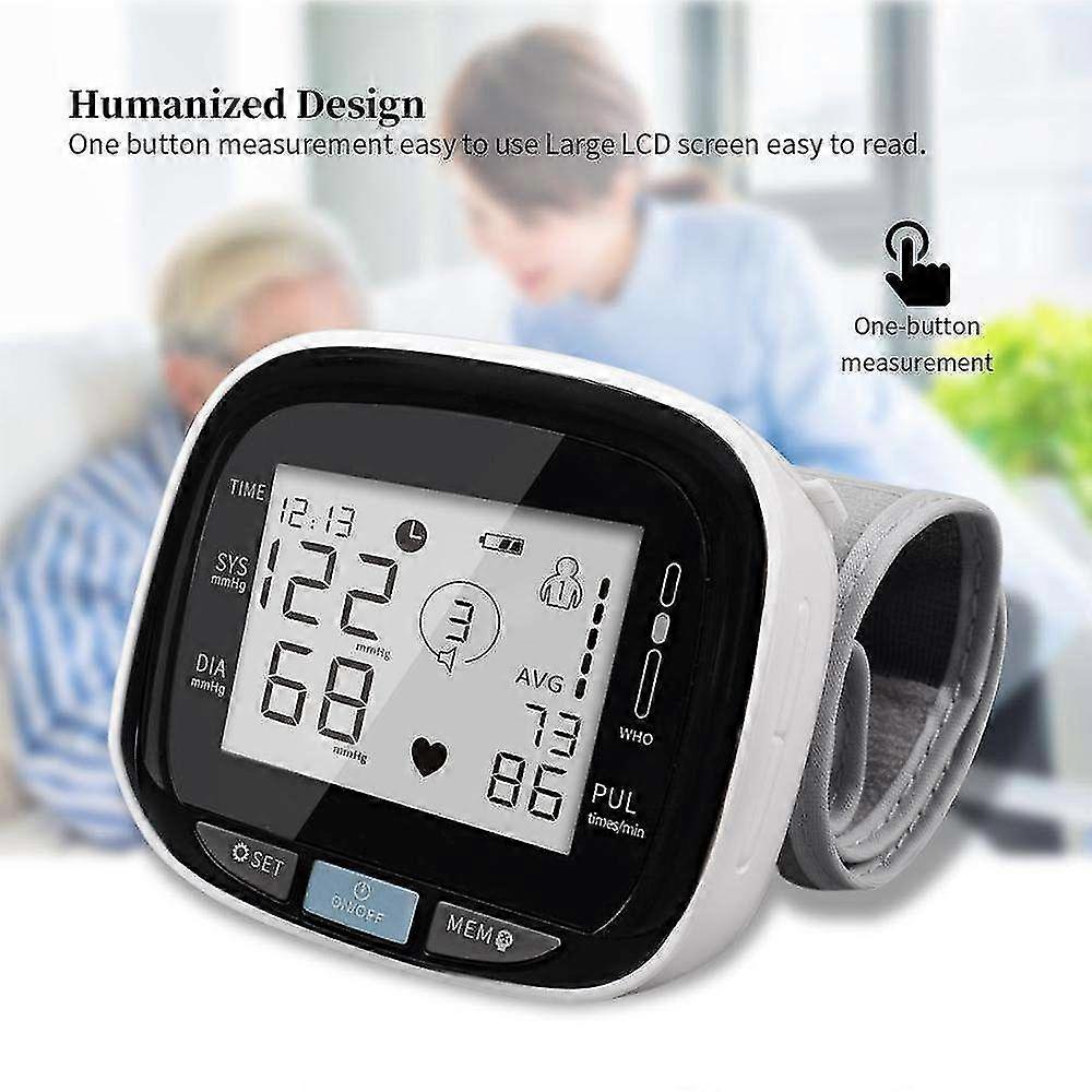 Wrist Cuff Blood Pressure Monitor - Digital Bp Machine For Home Or On-the-go, Lcd Display