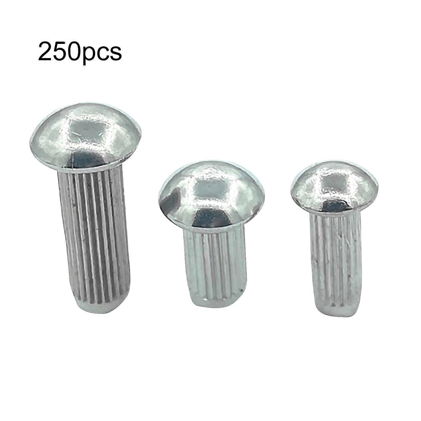 250Pcs M2-M5 Knurled Rivets Small Solid High Strength Assorted Round Head Rivets for Woodworking