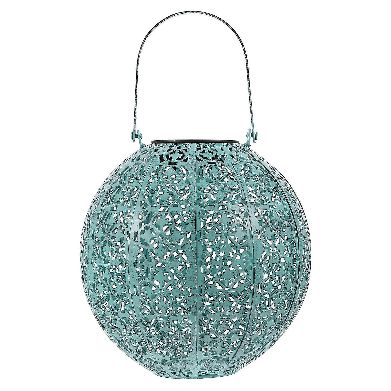 1pc Iron Art Hollow Solar Lantern Outdoor Solar Lamp Garden Decorative Lantern