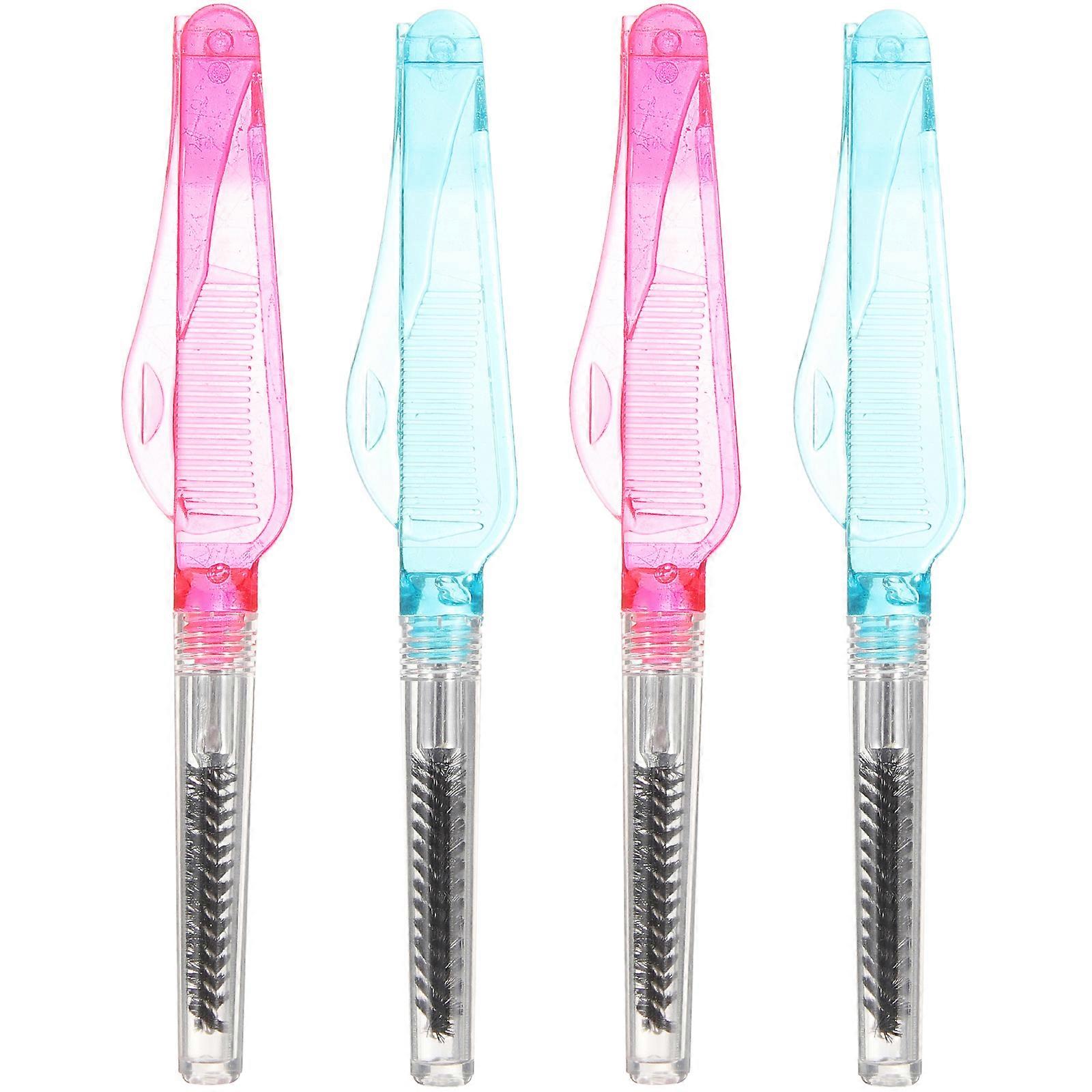 4pcs Disposable Eyelash Brush Portable Folding Mini Eye Lashes Brush Makeup Tool (Random Color)