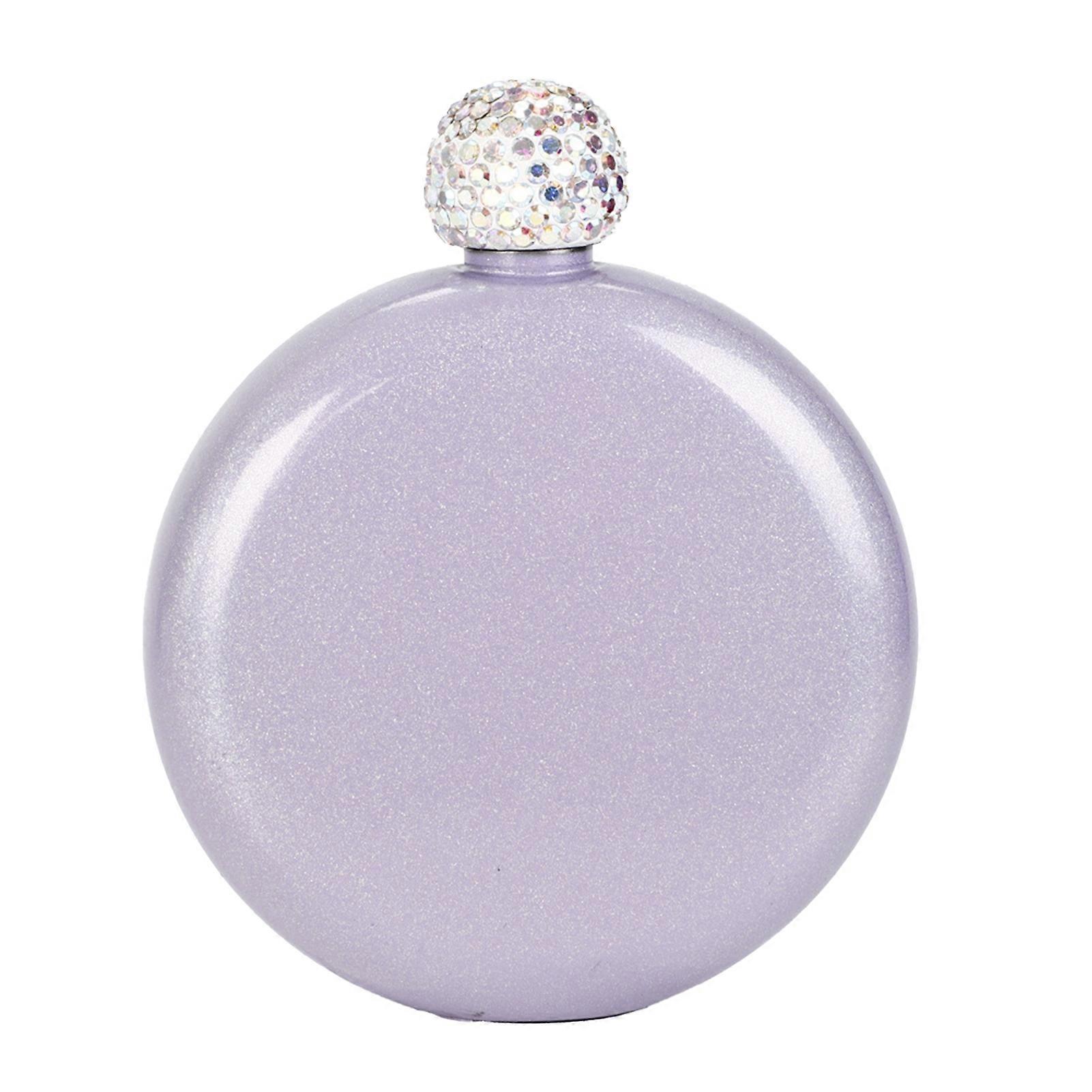 140ml 304 Stainless Steel Hip Flask Portable Leak-proof Faux Crystal Lid Alcohol Flask for Office
