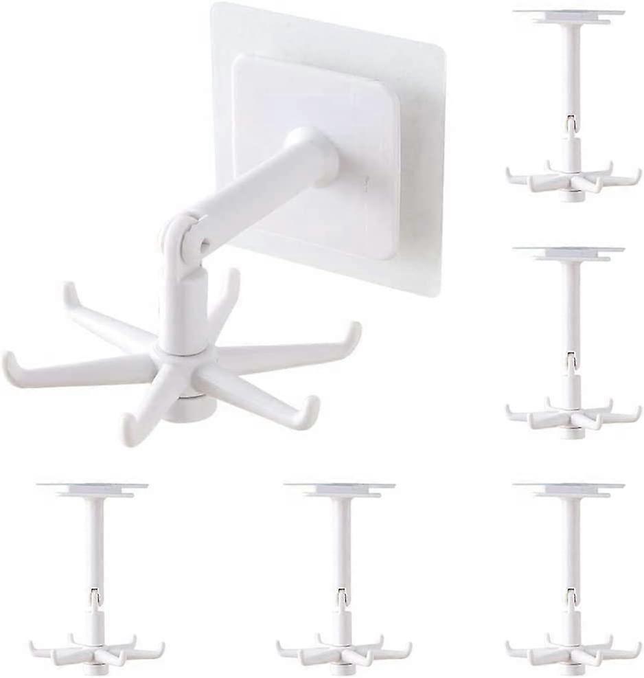 360 rotatable punch-free multi-function folding kitchen hook (white + black) (4-D-W)