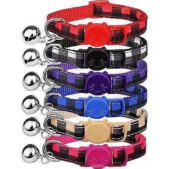 6 Plaid Escaped Cat Collars With Bell Cat Collars Escaped Cat Collars Cat Safety Collars