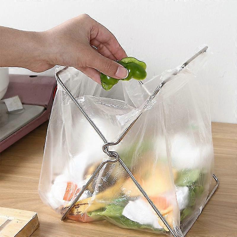 Foldable Kitchen Trash Bag Holders - Portable Metal Trash Can