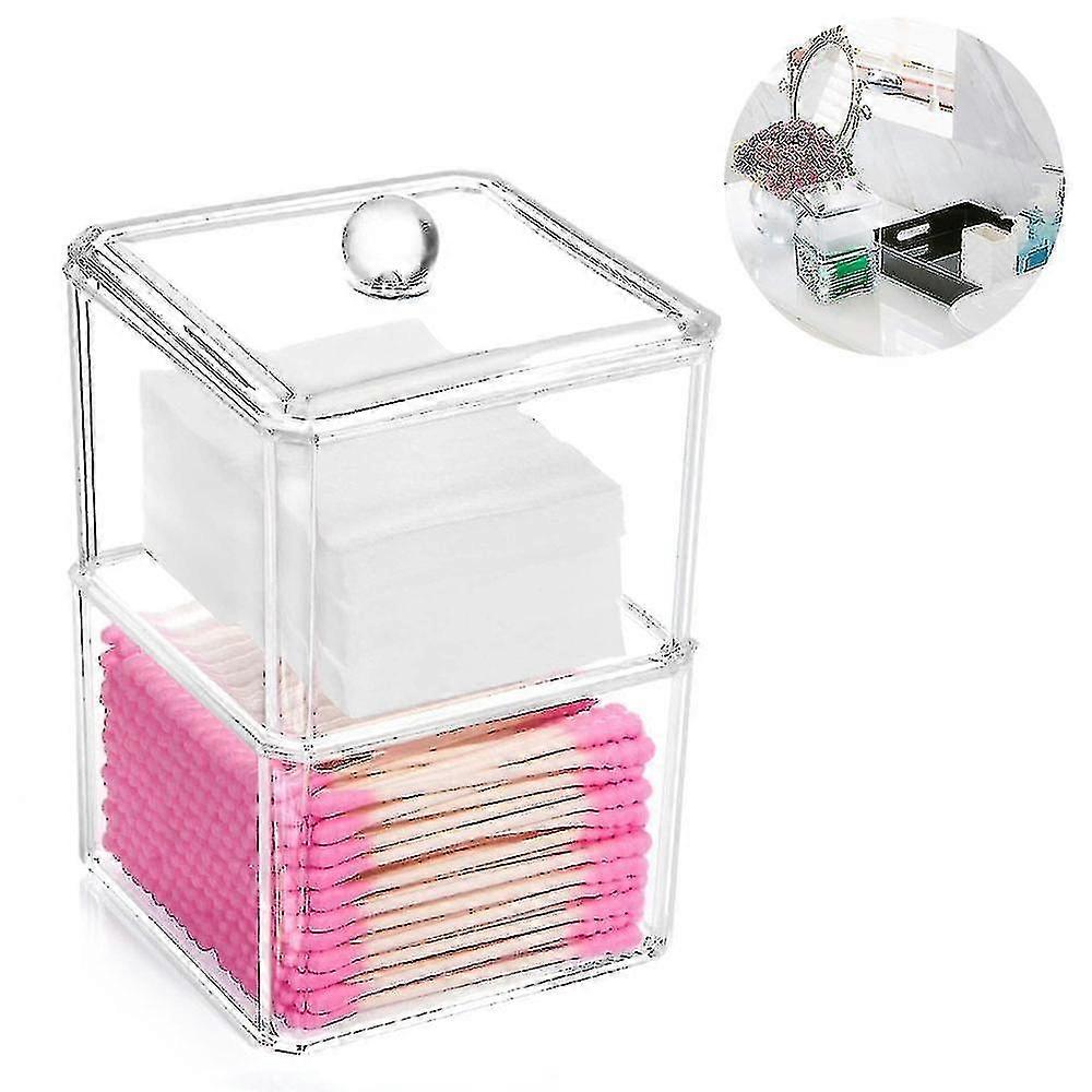 Acrylic Dispenser,square Stackable Sets Cosmetic Container With Cover