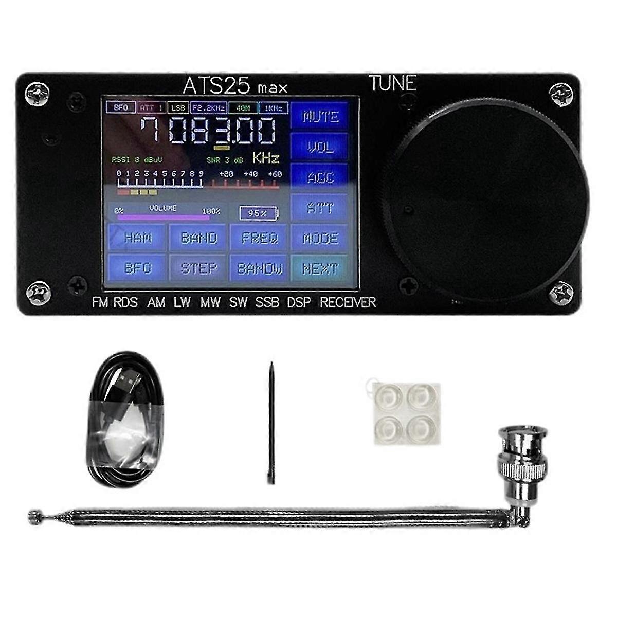 Upgraded 2.4 Inch Touch Screen Full Band Radio Receiver -25 Max Radio Dsp Multifunction Portable Re