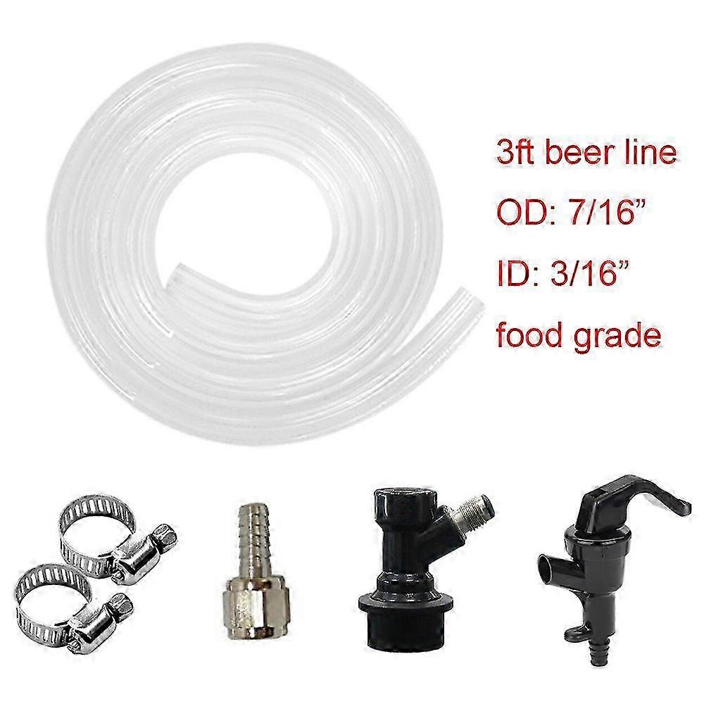 3/16in Ball Lock Line Assembly with 3ft Beer Line for Home Brewing