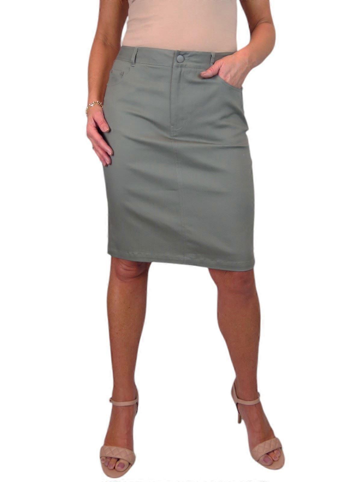 Paulo Due Femmes Stretch Chino Crayon Jupe Dames Jeans Style Jupe en coton Lourd