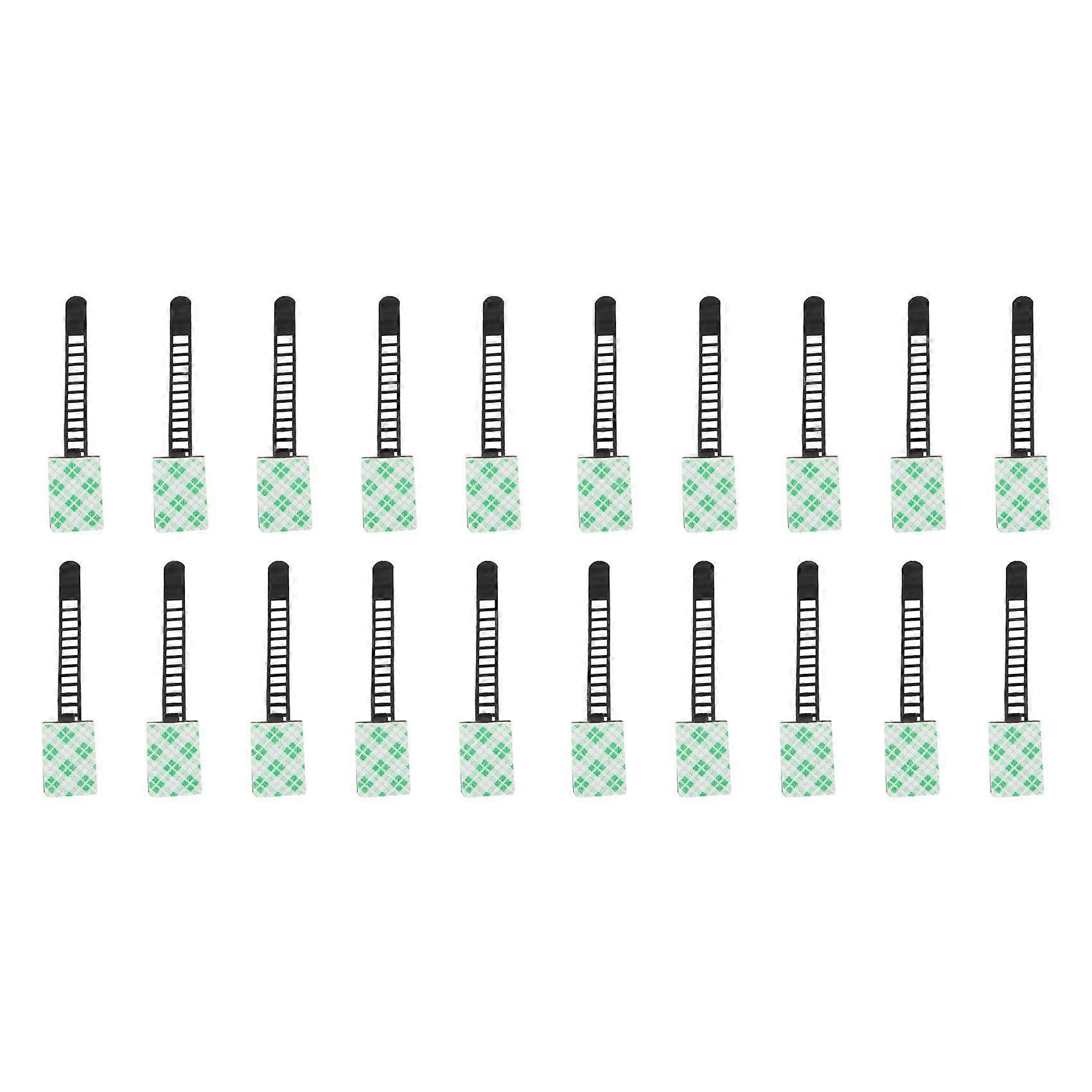 20Pcs Black Sticky Adjustable Wire Ties Cable Clips Clamp Plastic Self Adhesive Cable Ties Fix Hold