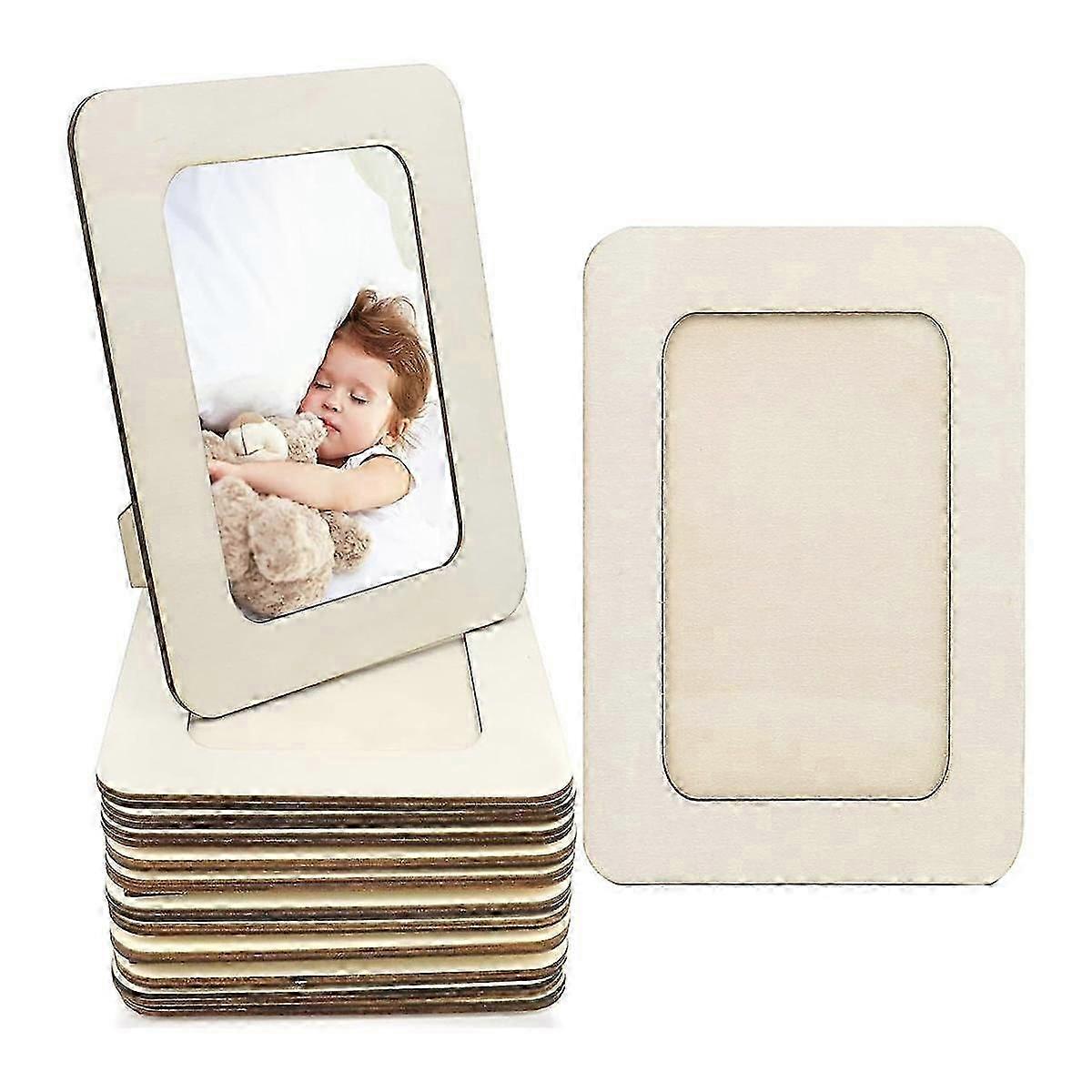 12 Pieces DIY Wood Picture Frames Unfinished Solid Wood Photo Picture Frames for 4 X 6 in Photos, S -X