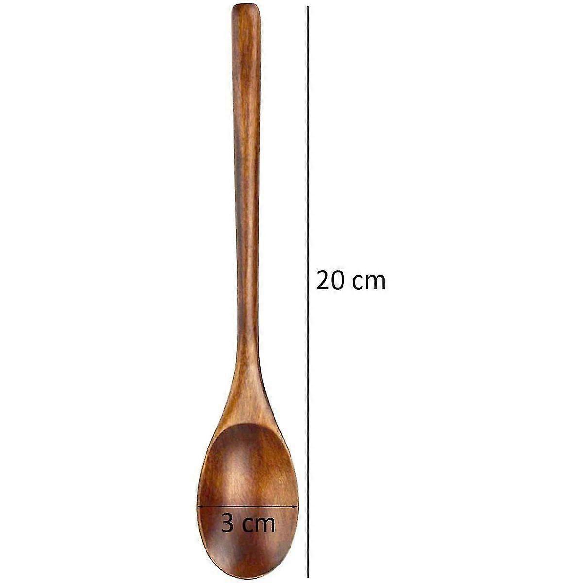 2 Pieces Long Handle Wooden Spoons For Eating Stirring,9583