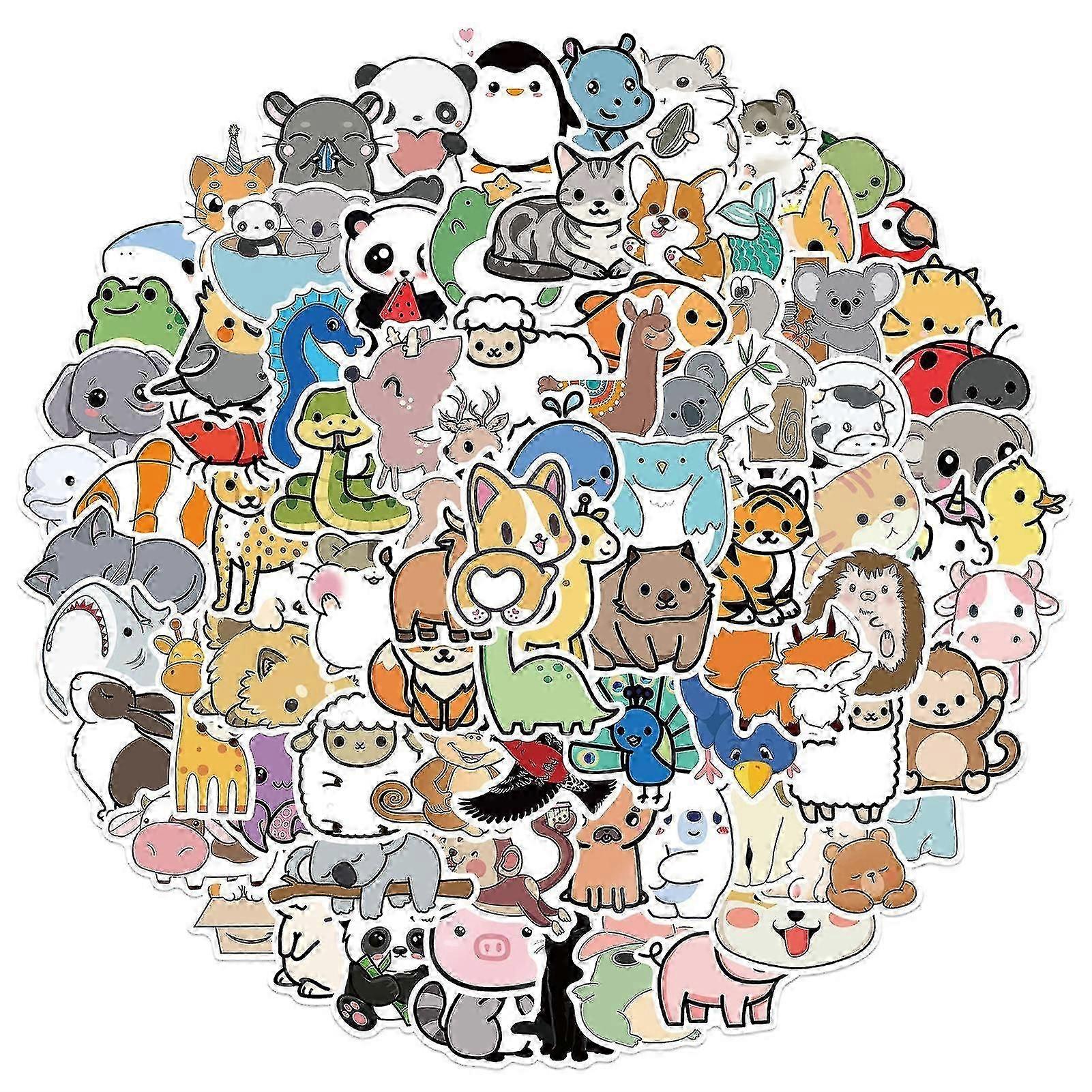 100pcs/set Cute Doodle Sticker Attractive Pvc Cartoon Animal Pattern Phone Decal For Daily Use