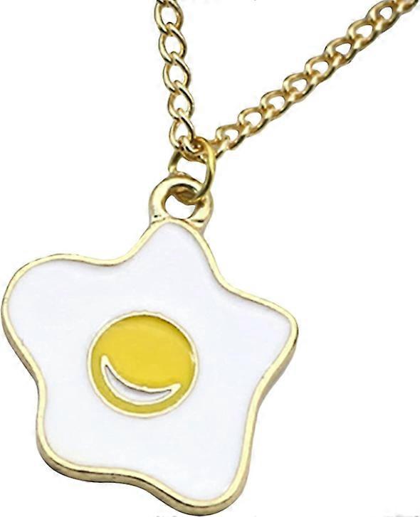 Poached Egg Pendant Clavicle Chain Creative Drip Glaze Poached Egg Stud Earrings