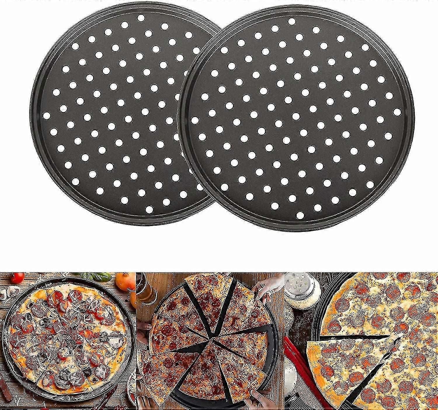 Pizza Baking Set, Non-stick Perforated Pizza Trays, For Oven