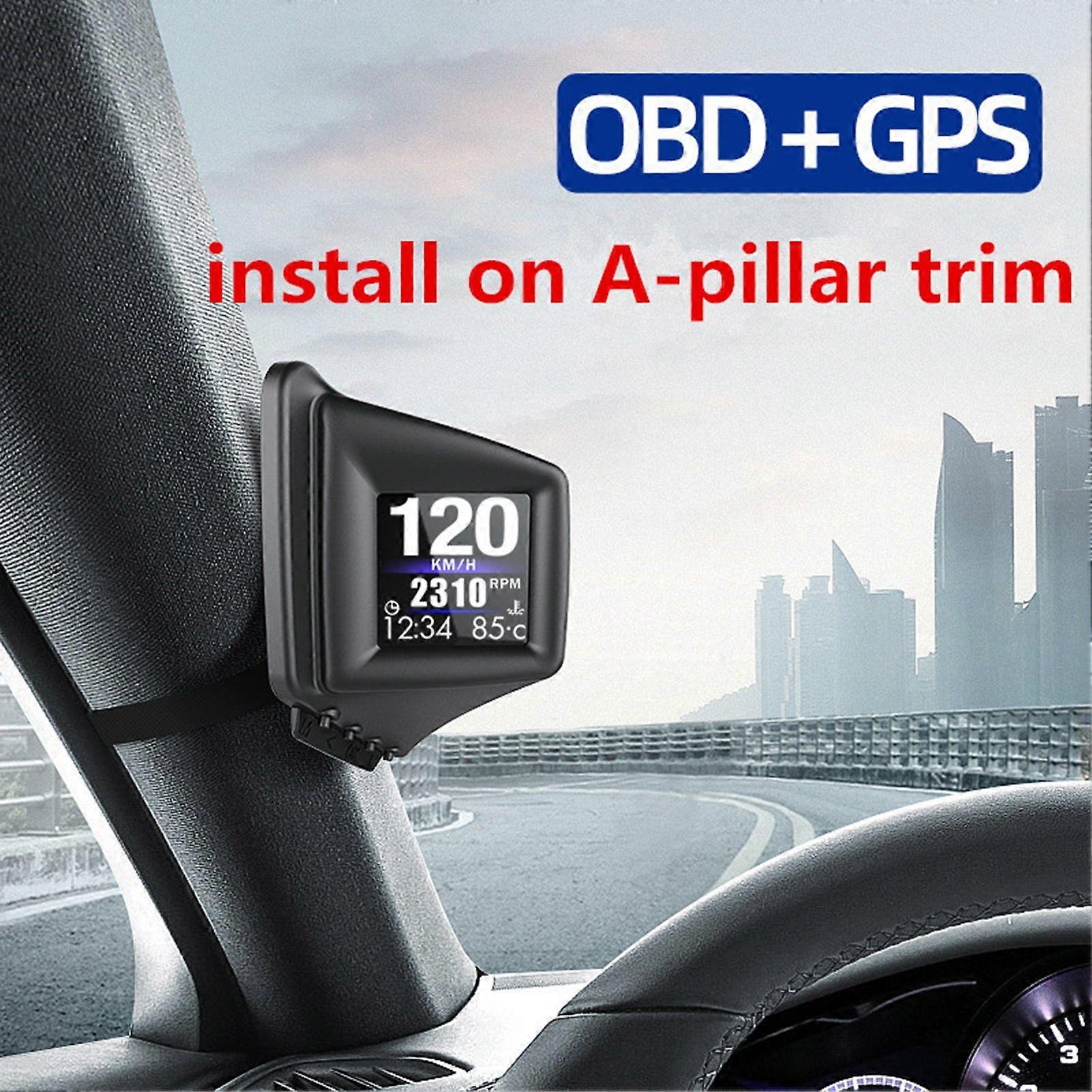 Car Head up Display, OBD+GPS Smart Gauge High Definition Speedometer Car Diagnostic Tool OBD Fault Code Elimination Safe Driving Computer Overspeed Fa