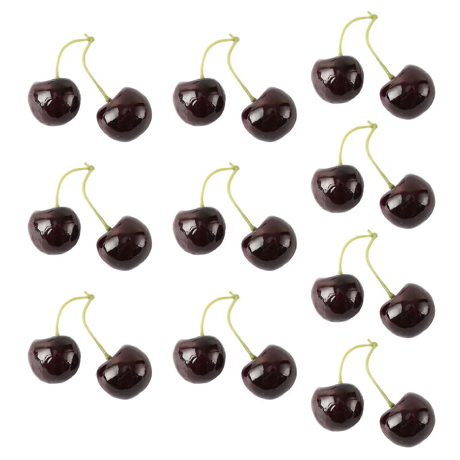 10 Pair Artificial Cherries Simulations Cherries False Cherry Decorations False Fruit Model for Shopping Mall  Home  Black