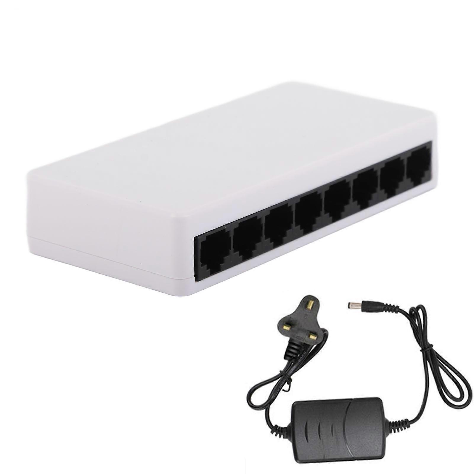 8 Port 10/100Mbps Ethernet Switch Support Desktop Wall Mount Unmanaged Home Network Switch Hub Office Ethernet Splitter 100?240V UK Plug
