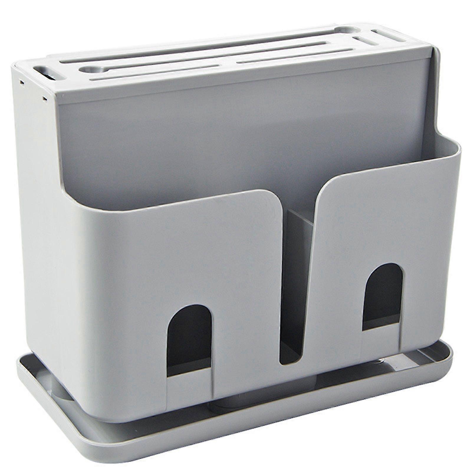 Knife Holder Sufficient Storage Space Detachable Washable Compartment Design PP Material Knife Block for Kitchen Grey