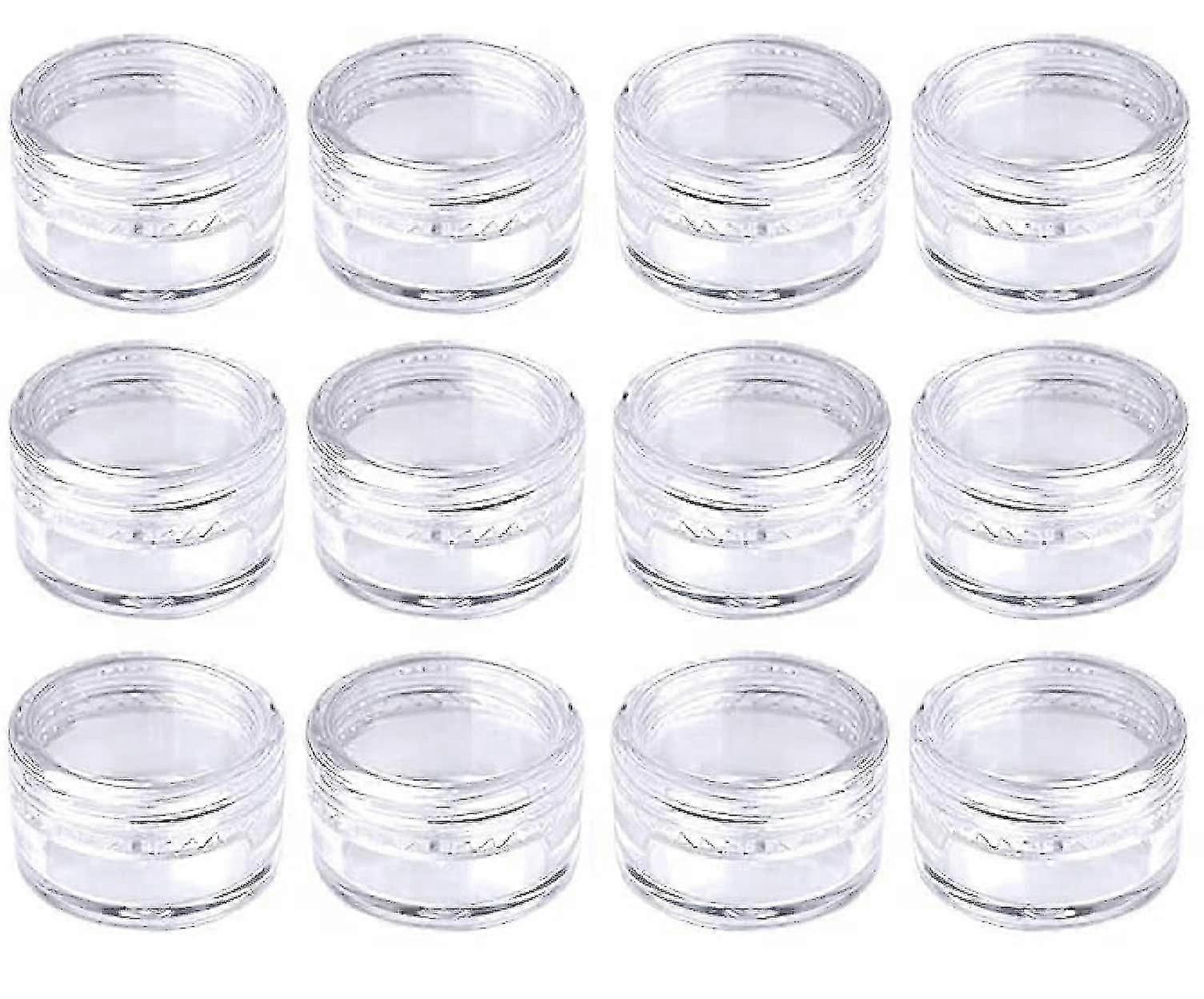 12小さな透明な円形の旅行のサンプルの瓶の鍋5mlのふたが付いている空のプラスチック化粧品の瓶