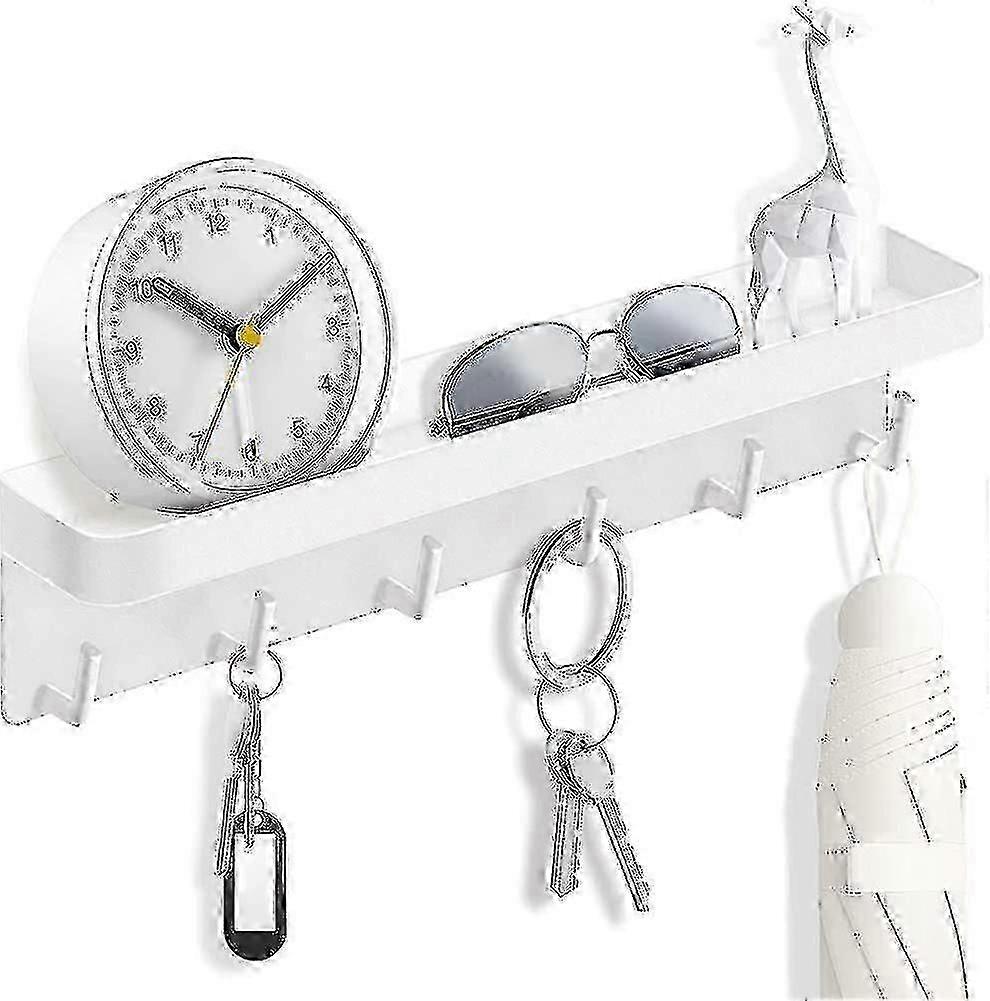 Key Holder, Key Board With Shelf And 6 Hooks Modern Self-adhesive Key Holder, Key Storage