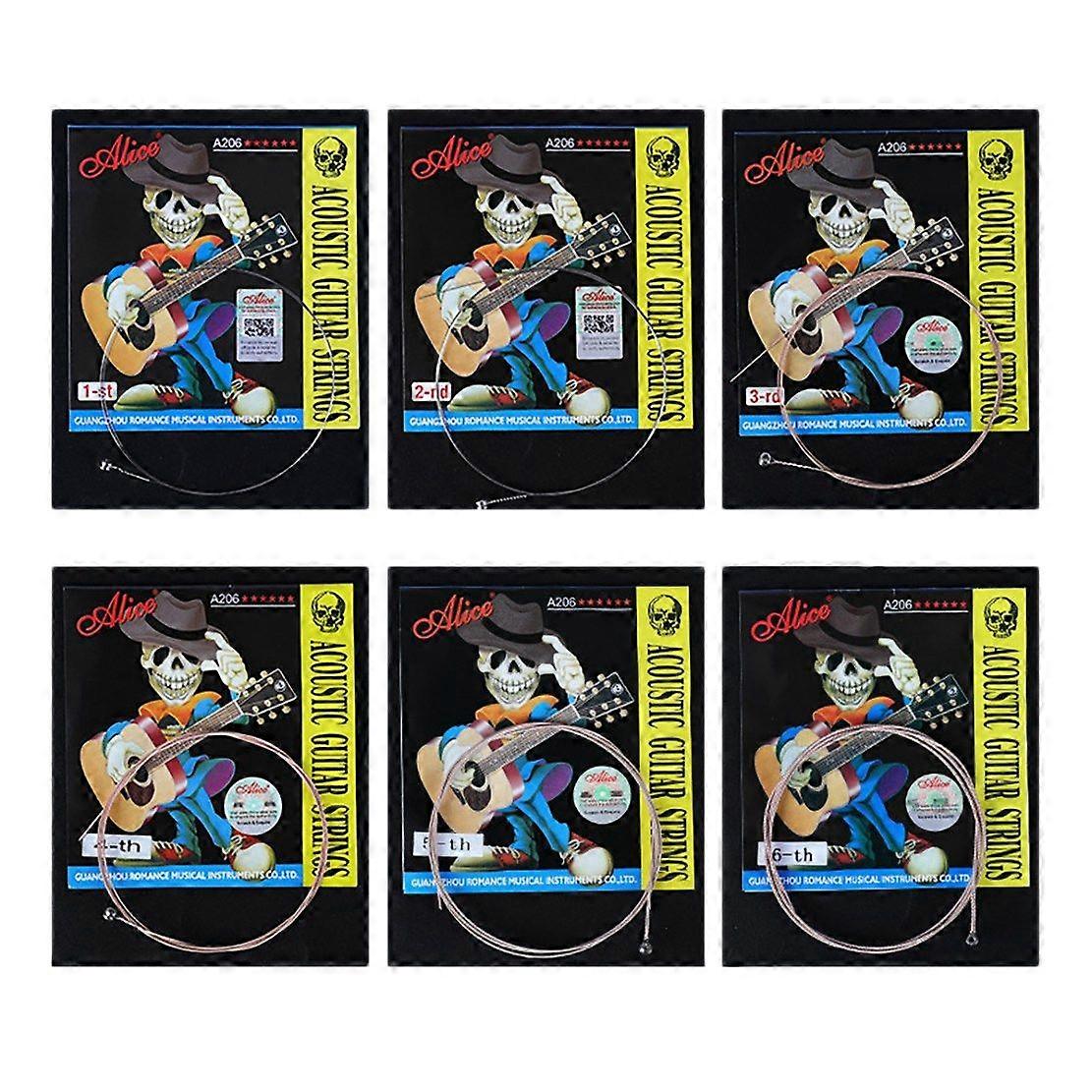 A206SL Acoustic Guitar Strings String Set Stainless Steel Coated Phosphor Bronze Anti-Rust 1St-6Th Guitar Strings