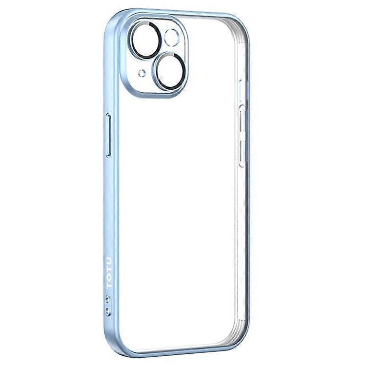 TOTU PC-02 Compatible For iPhone 15 Clear Case Electroplating TPU Cover with PC Lens Protector