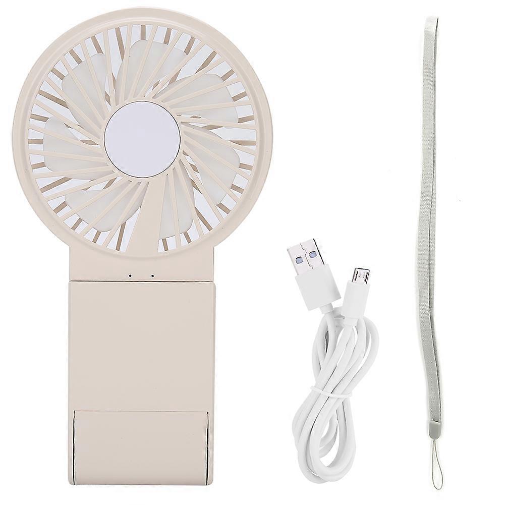 Portable Handheld Mini Fan with Colorful Light Makeup Mirror USB Charging