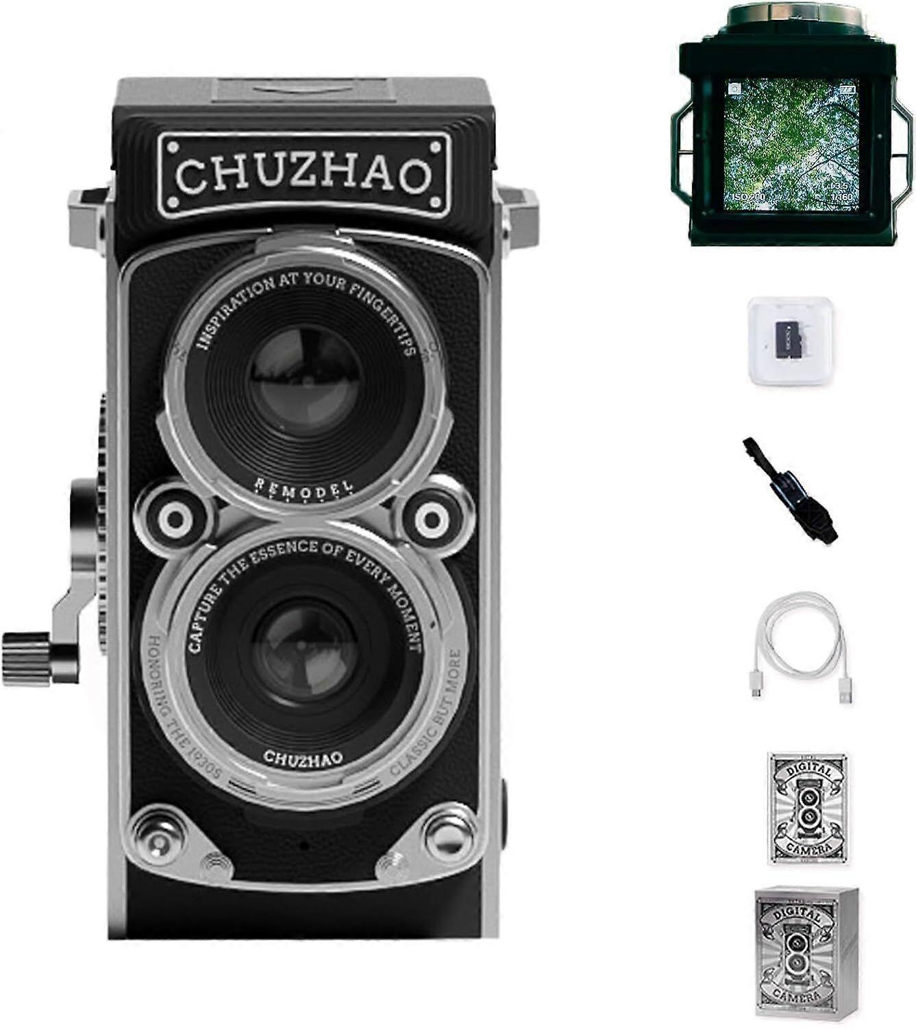 CHUZHAO Retro Mini Digital Camera -4K Autofocus Twin-Lens Vintage Camera