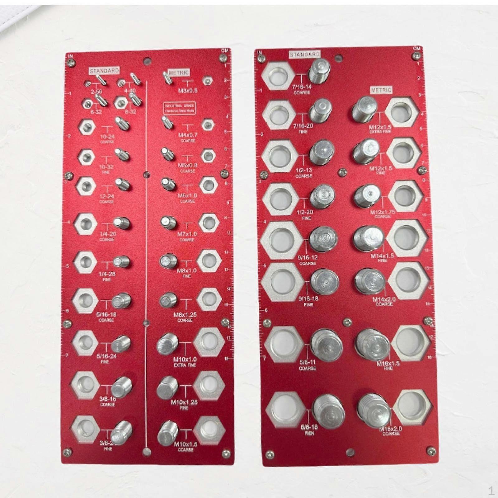 2 Pieces Nut and Bolt Thread Checker Identifier Gauge Aluminum Alloy Portable Home